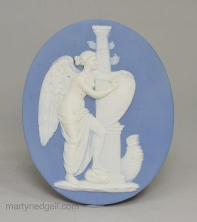 Wedgwood & Bentley jasper ware plaque of War with her trophies, circa 1775