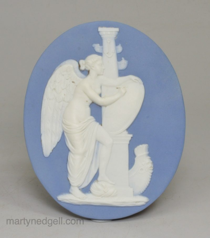 Wedgwood & Bentley jasper ware plaque of War with her trophies, circa 1775