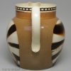 Creamware pottery jug with a mocha fan pattern, circa 1820