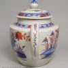 Pearlware pottery teapot decorated with underglaze blue and overglaze red, circa 1800