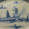 Large creamware pottery shell edge platter decorated in blue under the glaze, circa 1790