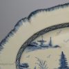 Large creamware pottery shell edge platter decorated in blue under the glaze, circa 1790