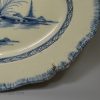 Large creamware pottery shell edge platter decorated in blue under the glaze, circa 1790