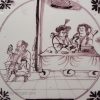Bristol delft biblical tile, the rich man and Lazarus, tile, circa 1750
