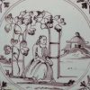 London delft biblical tile, Jonah under a gourd, tile, circa 1750