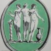 Liverpool delft tile decorated with a Sadler print 'The Three Graces', circa 1775