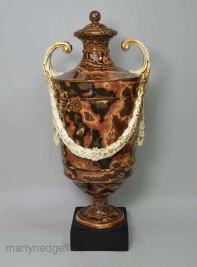 Wedgwood & Bentley white terra cotta vase with agate slip decoration, circa 1770
