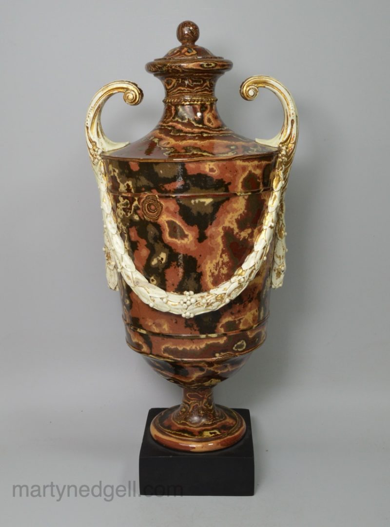 Wedgwood & Bentley white terra cotta vase with agate slip decoration, circa 1770