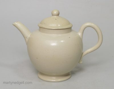 Small Staffordshire saltglaze stoneware teapot, circa 1760