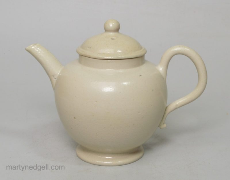 Small Staffordshire saltglaze stoneware teapot, circa 1760