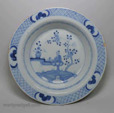 Large Liverpool delft shallow bowl, circa 1750