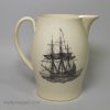 Creamware pottery jug printed with a sailor and his lass outside the Anchor pub, circa 1790