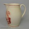Creamware pottery jug with a print lampooning the Duke of York and Mrs. Clarke, circa 1809