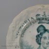 Commemorative pearlware pottery plate, the Coronation of Queen Victoria, circa 1838