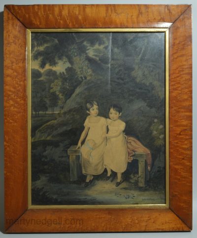 Watercolour of a pair of sisters, circa 1840
