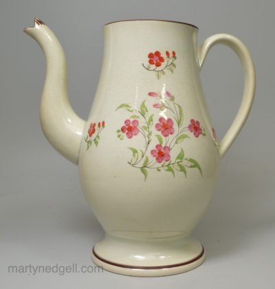 Pearlware pottery coffee pot, circa 1800