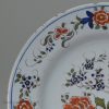 London delft polychrome plate, dated 14th January 1765