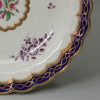 Worcester porcelain blue ground plate, circa 1780