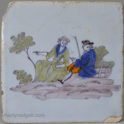 Liverpool delft polychrome tile, circa 1765