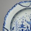 Pearlware pottery plate decorated with a Chinese man in blue under the glaze, circa 1790