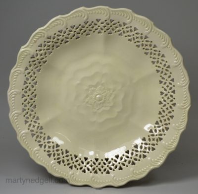 Creamware pottery pierced and moulded dish, circa 1780