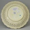 Creamware pottery pierced and moulded dish, circa 1780