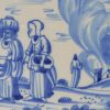 Dutch Delft biblical tile, Lot & his daughters coming away from Gomorrah with Lot's wife turned into a pillar of salt, circa 1750