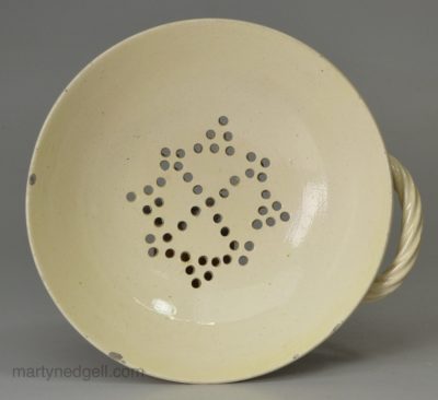 Creamware pottery strainer, circa 1780