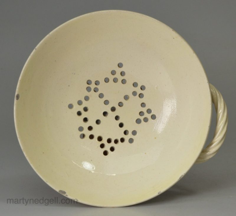 Creamware pottery strainer, circa 1780