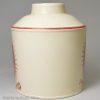 Creamware pottery tea canister decorated for the Dutch market with a print of William V of Orange, circa 1780