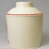 Creamware pottery tea canister decorated for the Dutch market with a print of William V of Orange, circa 1780