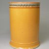 Creamware pottery mug decorated with pumpkin slip and brown inlayed, circa 1810