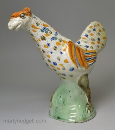 Staffordshire prattware pottery module of a chicken, circa 1800