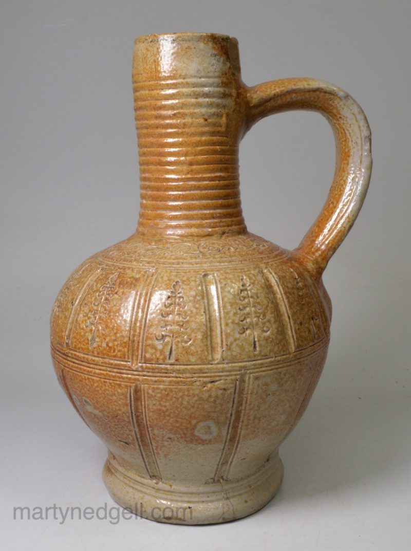 Raren salt glaze stoneware jug, circa 1600