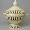 Creamware pottery reticulated sauce tureen with pierced lid, circa 1780