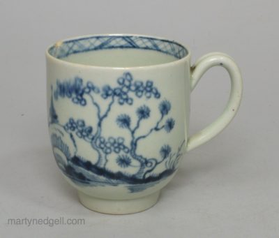 Liverpool Christian porcelain coffee cup decorated in cannonball pattern, circa 1770