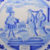 Dutch biblical Delft tile of Goliath before the Israelites, circa 1750