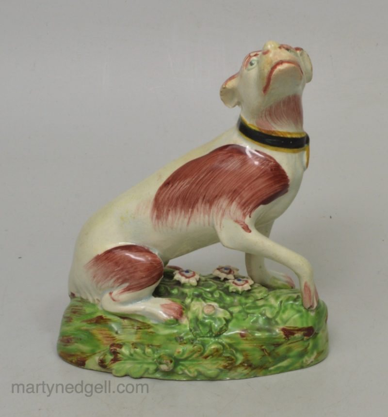 Staffordshire pearlware pottery dog, circa 1820