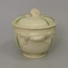 Creamware pottery sugar bowl and cover decorated with green under the glaze, circa 1770