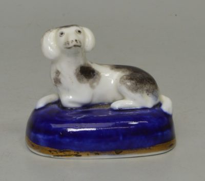 Staffordshire porcelain spaniel, circa 1830