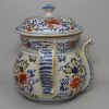 Bristol delft blue, red and green posset pot, circa 1720