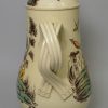 Creamware pottery coffee pot decorated with overglaze enamels, dated 1769
