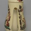 Creamware pottery coffee pot decorated with overglaze enamels, dated 1769