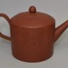 Staffordshire red stoneware pottery teapot with sprigs of