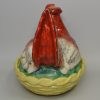 Staffordshire pottery hen on nest, egg keep, circa 1870