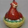 Staffordshire pottery hen on nest, egg keep, circa 1870