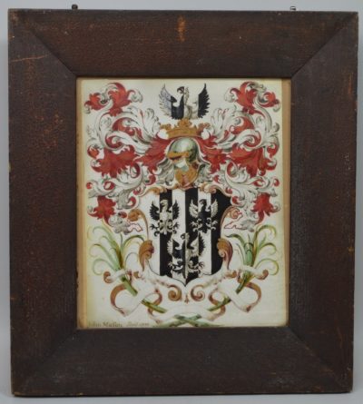 Coat of Arms painted on velum, signed John Mason 1732