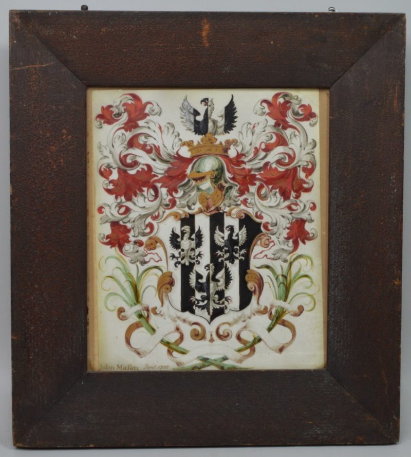 Coat of Arms painted on velum, signed John Mason 1732