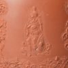 Staffordshire red stoneware pottery teapot with sprigs of