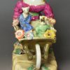 Staffordshire porcelain model of a cat and two kittens, circa 1830 Alcock Pottery
